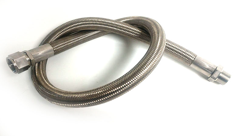 Long Stainless Steel Braid PTFE Hose Assembly straight 45° BC AN-3  32 In 